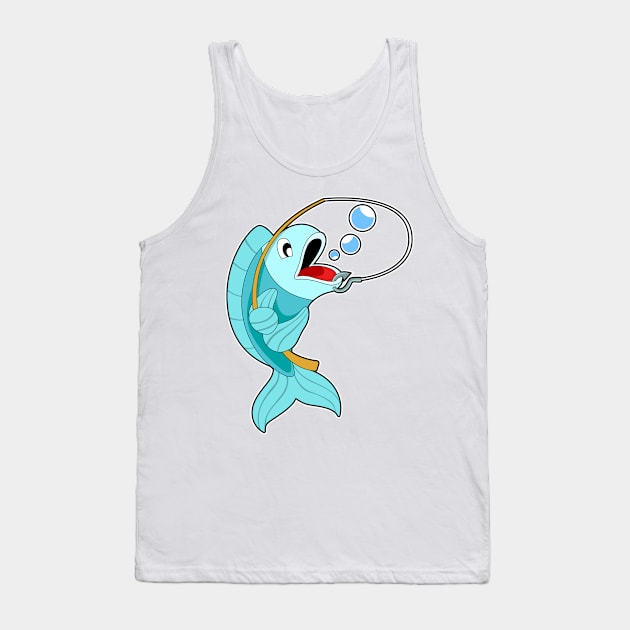Fish with Fishing rod Tank Top by Markus Schnabel
